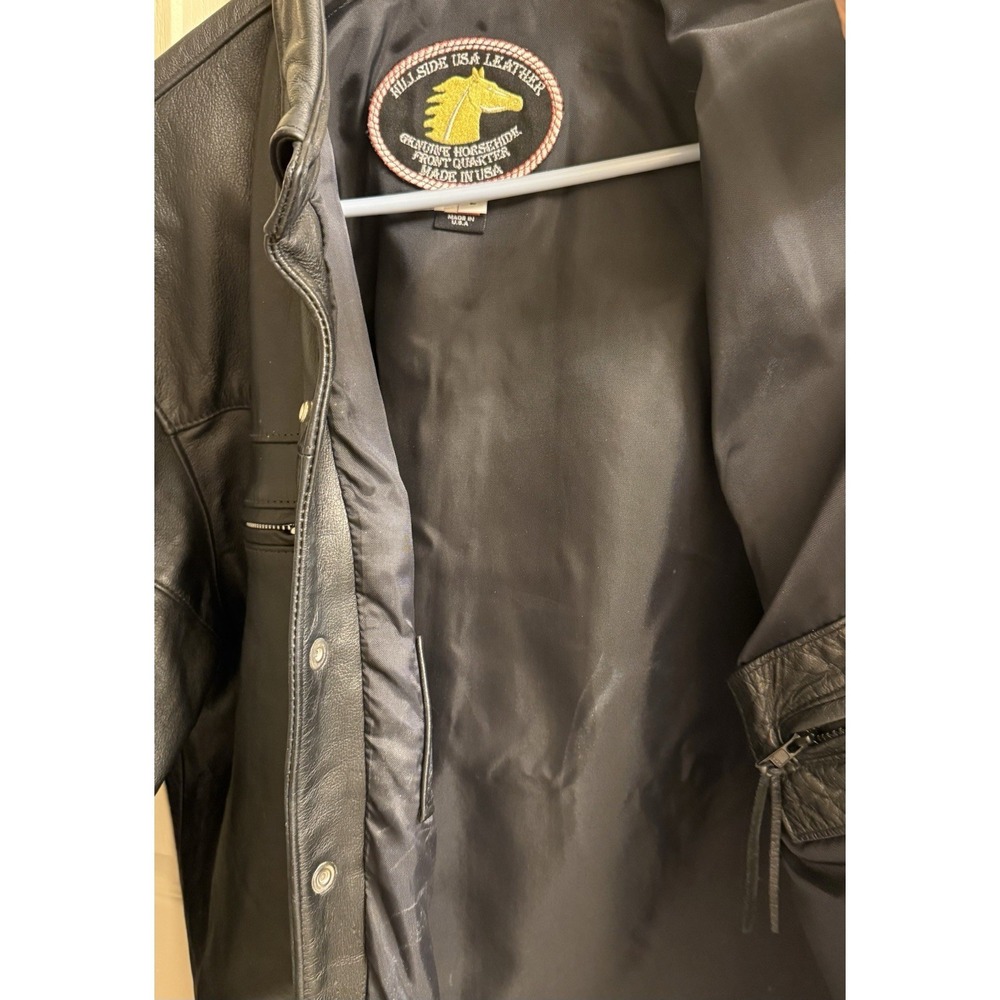 Hillside USA Leather Horsehide Front Quarter motorcycle shirt/jacket Men's Large - Picture 10 of 10